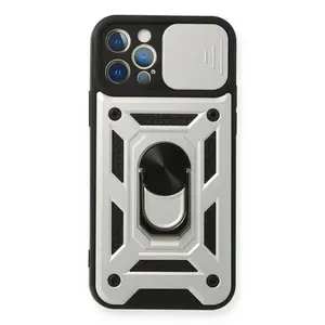 İphone 12 Pro Kılıf Pars Lens Yüzüklü Silikon - Gümüş