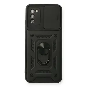 Samsung Galaxy A02s Kılıf Pars Lens Yüzüklü Silikon - Siyah