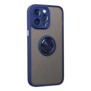 İphone 14 Pro Kılıf Montreal Yüzüklü Silikon Kapak - Lacivert