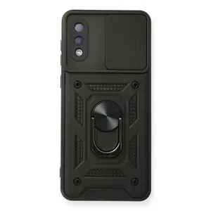 Samsung Galaxy A02 Kılıf Pars Lens Yüzüklü Silikon - Siyah