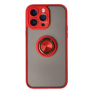 İphone 14 Pro Max Kılıf Montreal Yüzüklü Silikon Kapak - Kırmızı
