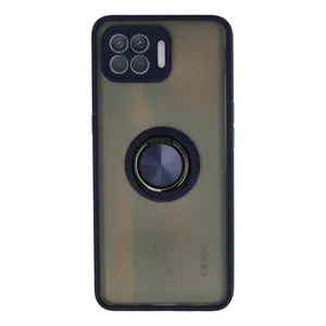 Oppo Reno 4 Lite Kılıf Montreal Yüzüklü Silikon Kapak - Lacivert