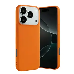 İphone 17 Pro Max Nano İçi Kadife Silikon - Turuncu