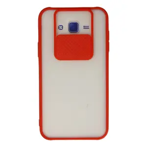 Samsung Galaxy J7 Kılıf Palm Buzlu Kamera Sürgülü Silikon - Kırmızı