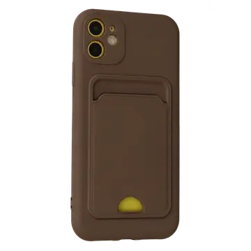 İphone 11 Kılıf Kelvin Kartvizitli Silikon - Kahverengi
