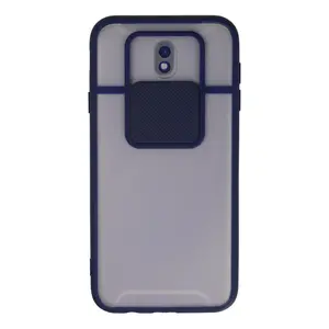 Samsung Galaxy J7 Pro / J730 Kılıf Palm Buzlu Kamera Sürgülü Silikon - Lacivert