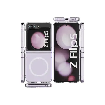 Samsung Galaxy Z Flip 5 Kılıf Magneticsafe Şeffaf Silikon - Şeffaf