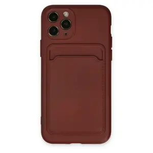 İphone 11 Pro Kılıf Kelvin Kartvizitli Silikon - Bordo