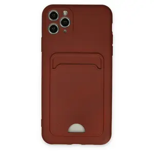 İphone 11 Pro Max Kılıf Kelvin Kartvizitli Silikon - Bordo