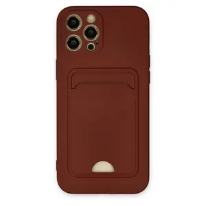 İphone 12 Pro Max Kılıf Kelvin Kartvizitli Silikon - Bordo