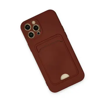 İphone 12 Pro Max Kılıf Kelvin Kartvizitli Silikon - Bordo