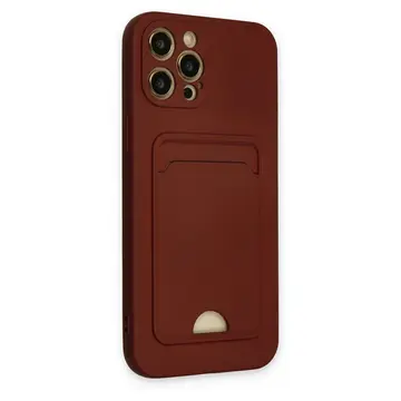 İphone 12 Pro Max Kılıf Kelvin Kartvizitli Silikon - Bordo