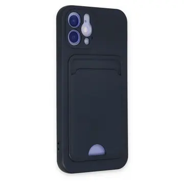 İphone 12 Kılıf Kelvin Kartvizitli Silikon - Lacivert