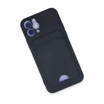 İphone 12 Kılıf Kelvin Kartvizitli Silikon - Lacivert