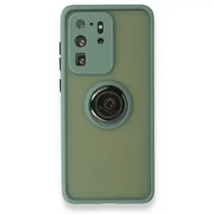 Samsung Galaxy S20 Ultra Kılıf Montreal Yüzüklü Silikon Kapak - Yeşil