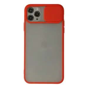 İphone 11 Pro Kılıf Palm Buzlu Kamera Sürgülü Silikon - Kırmızı
