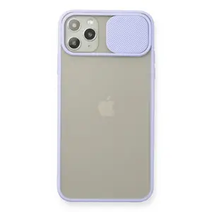 İphone 11 Pro Max Kılıf Palm Buzlu Kamera Sürgülü Silikon - Lila