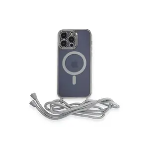 İphone 12 Pro Max Kılıf Divo Lazer Askılı Magsafe Kapak - Gümüş