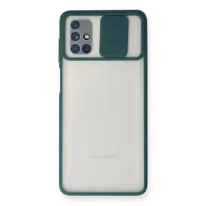 Samsung Galaxy M51 Kılıf Palm Buzlu Kamera Sürgülü Silikon - Yeşil