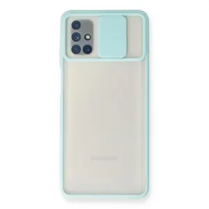 Samsung Galaxy M51 Kılıf Palm Buzlu Kamera Sürgülü Silikon - Turkuaz