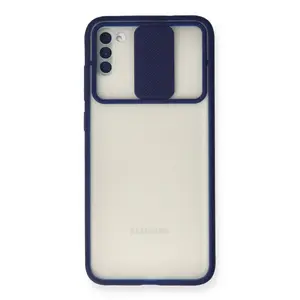 Samsung Galaxy A11 Kılıf Palm Buzlu Kamera Sürgülü Silikon - Lacivert