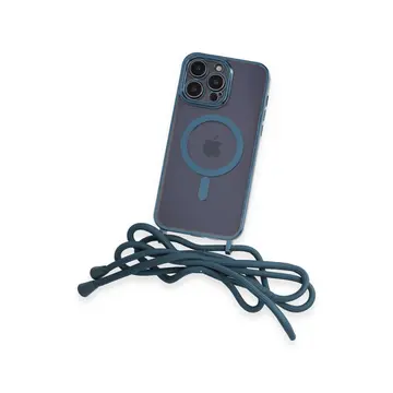 İphone 13 Pro Max Kılıf Divo Lazer Askılı Magsafe Kapak - Sierra Blue