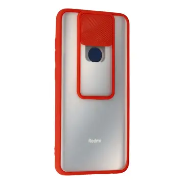 Xiaomi Redmi Note 9 Kılıf Palm Buzlu Kamera Sürgülü Silikon - Kırmızı