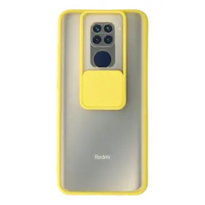 Xiaomi Redmi Note 9 Kılıf Palm Buzlu Kamera Sürgülü Silikon - Sarı