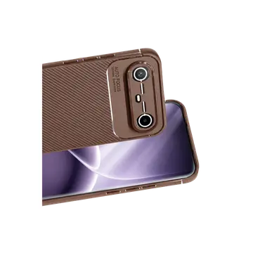 Tecno Spark Slim 5g Auto Focus Karbon Kapak - Kahverengi