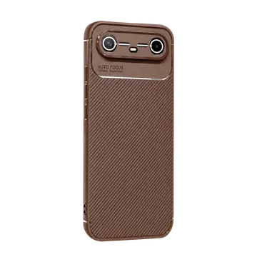 Tecno Spark Slim 5g Auto Focus Karbon Kapak - Kahverengi