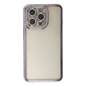 İphone 14 Pro Kılıf Joke Taşlı Silikon - Mor