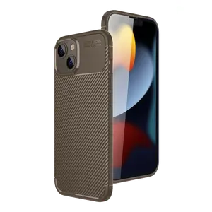İphone 15 Kılıf Auto Focus Karbon Kapak - Kahverengi