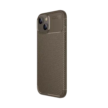İphone 15 Kılıf Auto Focus Karbon Kapak - Kahverengi