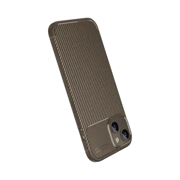 İphone 15 Kılıf Auto Focus Karbon Kapak - Kahverengi