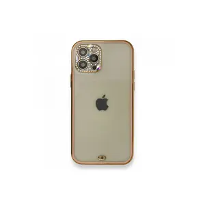 İphone 12 Pro Kılıf Liva Taşlı Silikon - Pembe