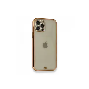 İphone 12 Pro Kılıf Liva Taşlı Silikon - Pembe