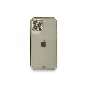İphone 12 Pro Kılıf Liva Taşlı Silikon - Beyaz