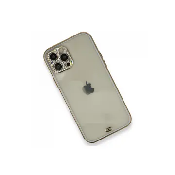 İphone 12 Pro Kılıf Liva Taşlı Silikon - Mor