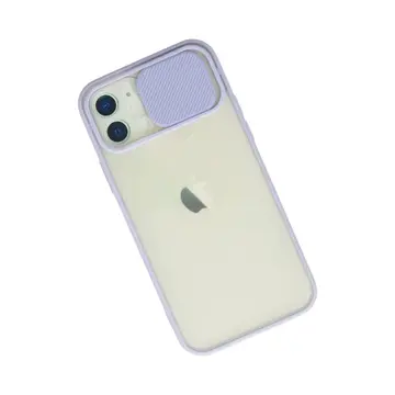 İphone 12 Kılıf Palm Buzlu Kamera Sürgülü Silikon - Lila