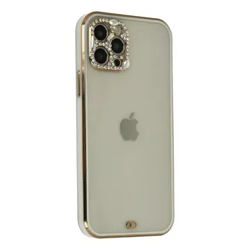 İphone 12 Pro Max Kılıf Liva Taşlı Silikon - Beyaz