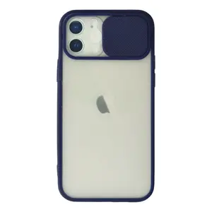 İphone 12 Kılıf Palm Buzlu Kamera Sürgülü Silikon - Lacivert