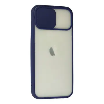İphone 12 Kılıf Palm Buzlu Kamera Sürgülü Silikon - Lacivert