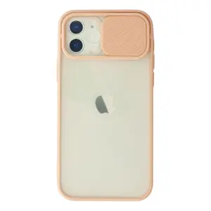 İphone 12 Kılıf Palm Buzlu Kamera Sürgülü Silikon - Pembe