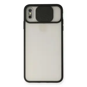 İphone Xs Max Kılıf Palm Buzlu Kamera Sürgülü Silikon - Siyah