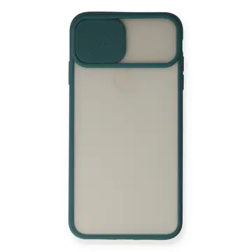 İphone Xs Max Kılıf Palm Buzlu Kamera Sürgülü Silikon - Yeşil