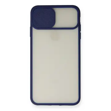İphone Xs Max Kılıf Palm Buzlu Kamera Sürgülü Silikon - Lacivert