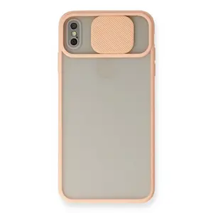 İphone Xs Max Kılıf Palm Buzlu Kamera Sürgülü Silikon - Pembe