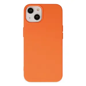 İphone 14 Kılıf Nano İçi Kadife Silikon - Turuncu