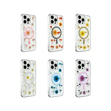 İphone 14 Pro Max Kılıf Daisy Simli Magsafe Kapak - Mavi