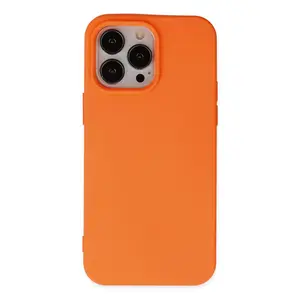 İphone 14 Pro Max Kılıf Nano İçi Kadife Silikon - Turuncu